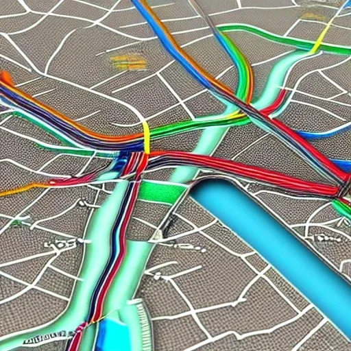 colored pins on a map, roads and highways, desaturated map, highly detailed, intricate design, smooth, realistic render, Artstation, smooth, sharp focus, illustration, artgerm