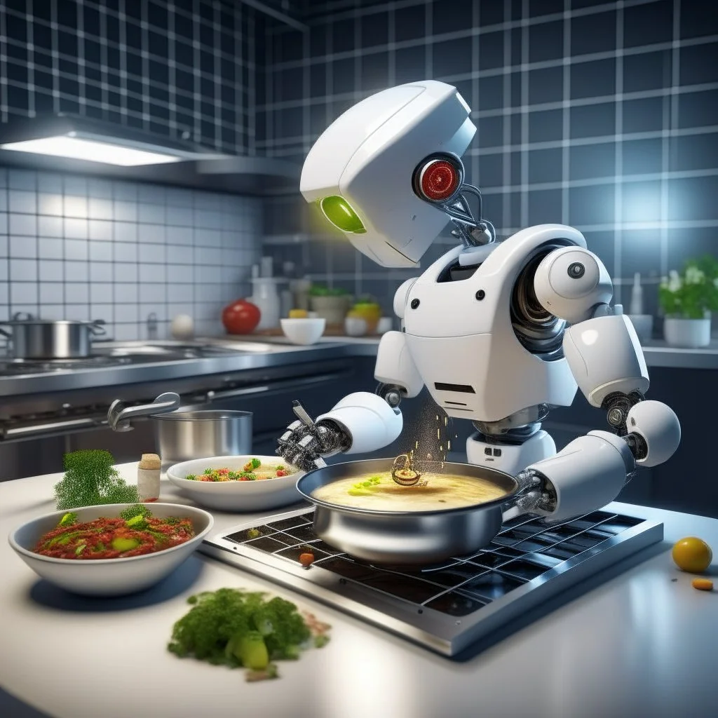 AI cooking and mixing different things