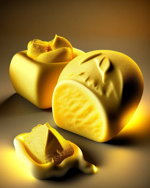 Butter. Realistic photo. HD. Glowing. 3d style