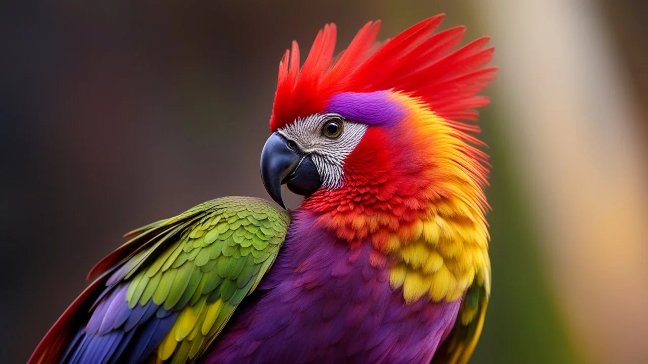 red, yellow and violet coloured crested parrot, perfect sparkling eyes, perfect anatomy, exquisite composition, beautiful detailed intricate detailed octane render, 8k artistic photography, photorealistic, soft natural volumetric cinematic perfect light, chiaroscuro, award-winning photograph, masterpiece, raphael, caravaggio, bouguereau