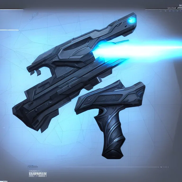 New weapon, concept art, blueprint, hyper realistic, photography, rays, amazing lighting