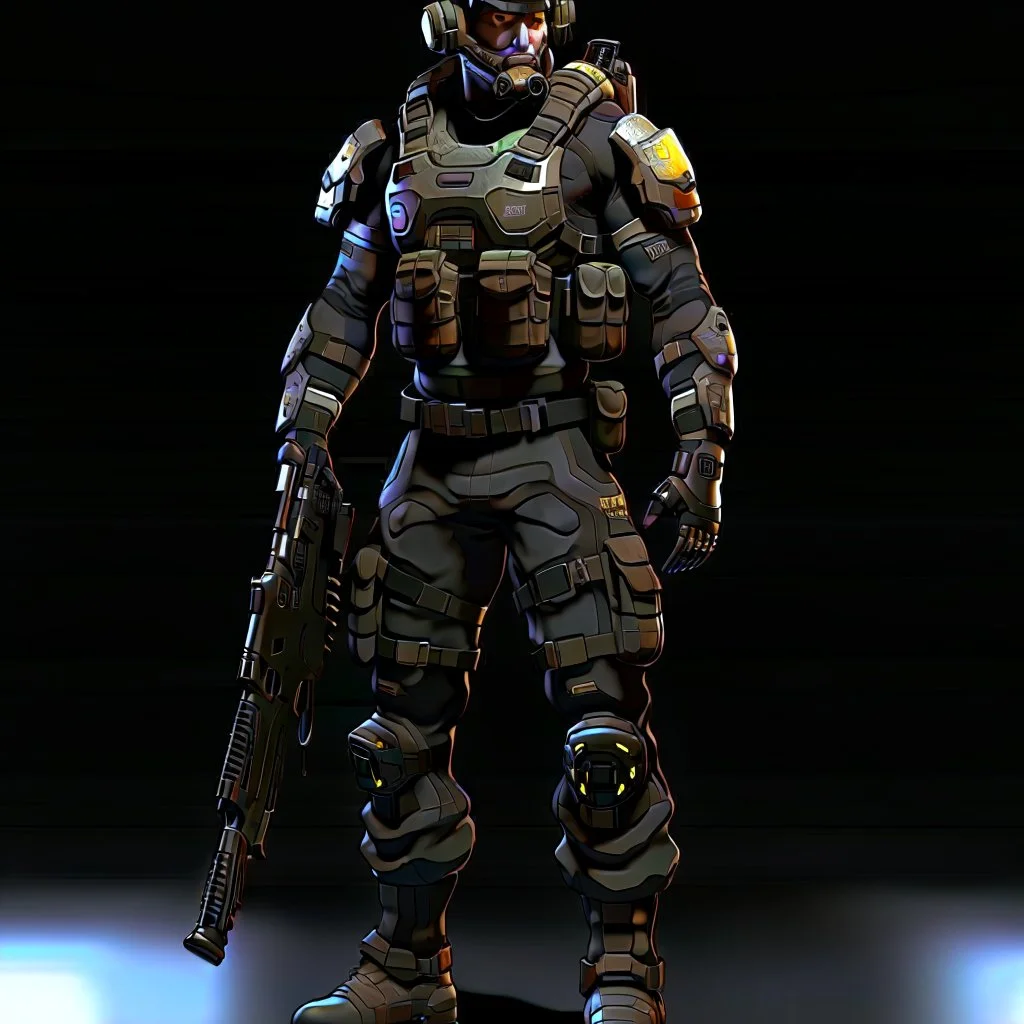 ps3 graphic, military, male, sci fi, game character, full body, t-pose, 3d render,