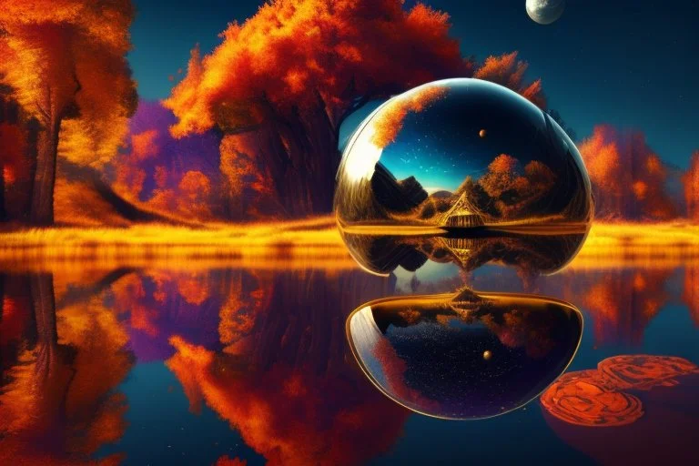 sphere stargate, autumn, lagoon, exoplanet, epic, sci-fi, hd