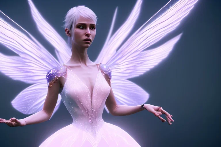 beautiful fairy very etheric , delicate colors, transparent wings, ultra sharp focus, 8k, unreal engine 5