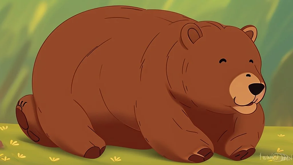 Cartoon style: cute brown bear is sleeping