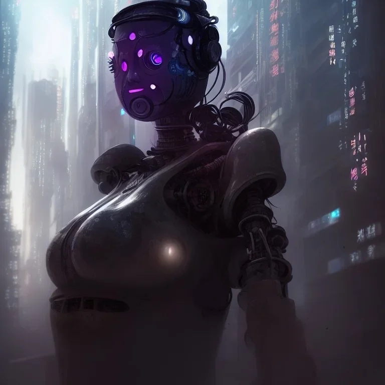 portrait,beautiful asian robot, post-apocalyptic in a cyberpunk city, realistic, intriacte detail, sci-fi fantasy style, volumetric lighting, particales,highly detailed,cinamatic, deep