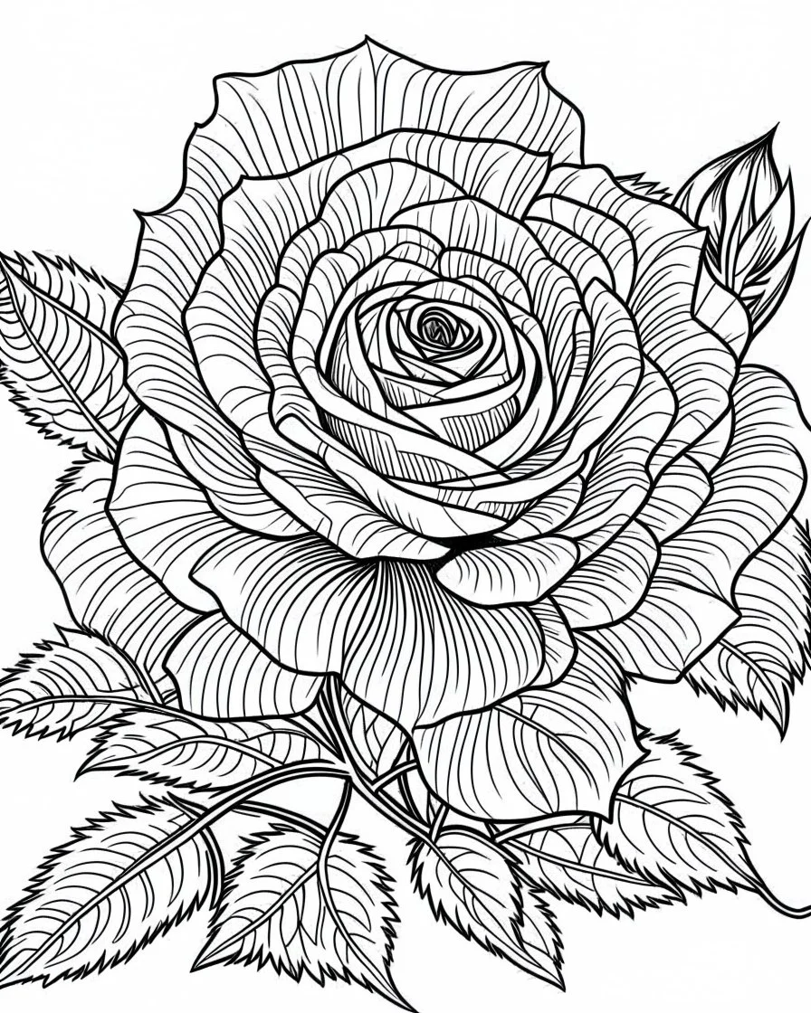 real massive rose flower coloring page