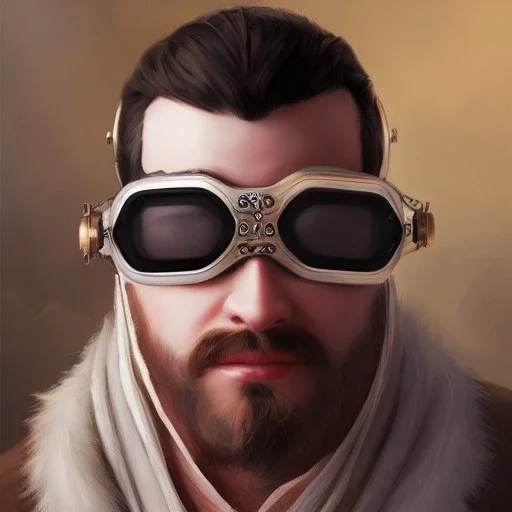 a _ fantasy _ style _ portrait _ painting _ of beautiful white male dwarf black hair short head smirk round face steampunk goggles rpg dnd oil _ painting _ unreal _ 5 _ daz. _ rpg _ portrait _ extremely _ detailed _ artgerm _ greg _ rutkowski _ greg