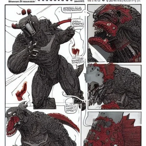 hybrid of Iron Man and Godzilla and xenomorph