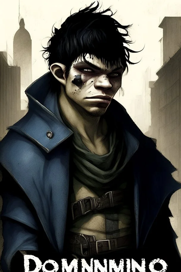 The Domino is the leader of an information collective who runs the slums of the capital city. He is a halfling man who has grown up in the streets of the bustling city. He is an expert thief and pick pocket. It is said everything that happens in the city, is seen by Domino. He had short messy black hair, and a tattoo on his cheek. He is always spinning a fancy dagger around his knuckles