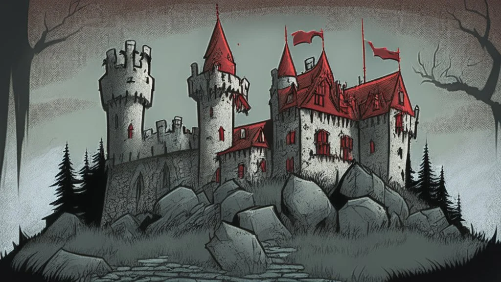 Vampire castle, comic style
