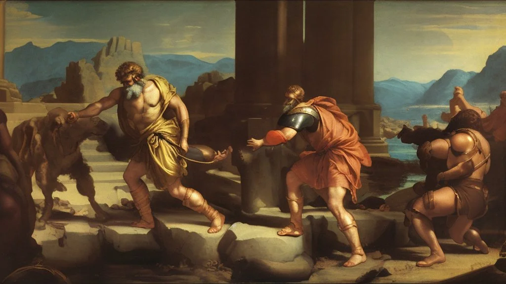 Odysseus steals palladium by titian