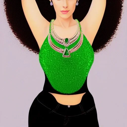 fullbody portrait of beautiful booty young busty atletic amazon Brunette woman with big green eyes with big emeralds necklace by Anthony Devas 8k