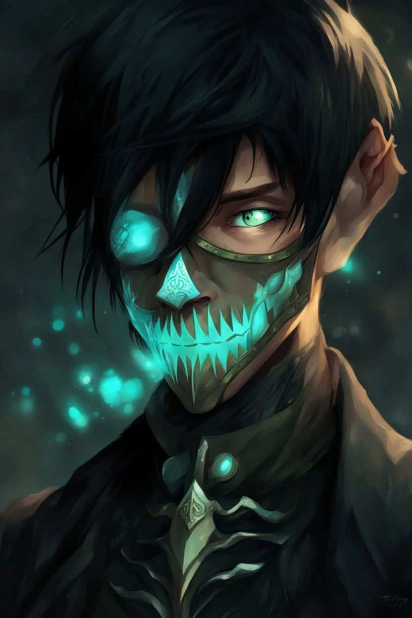fantasy art, young male, elf, noble, mask, pale skin color