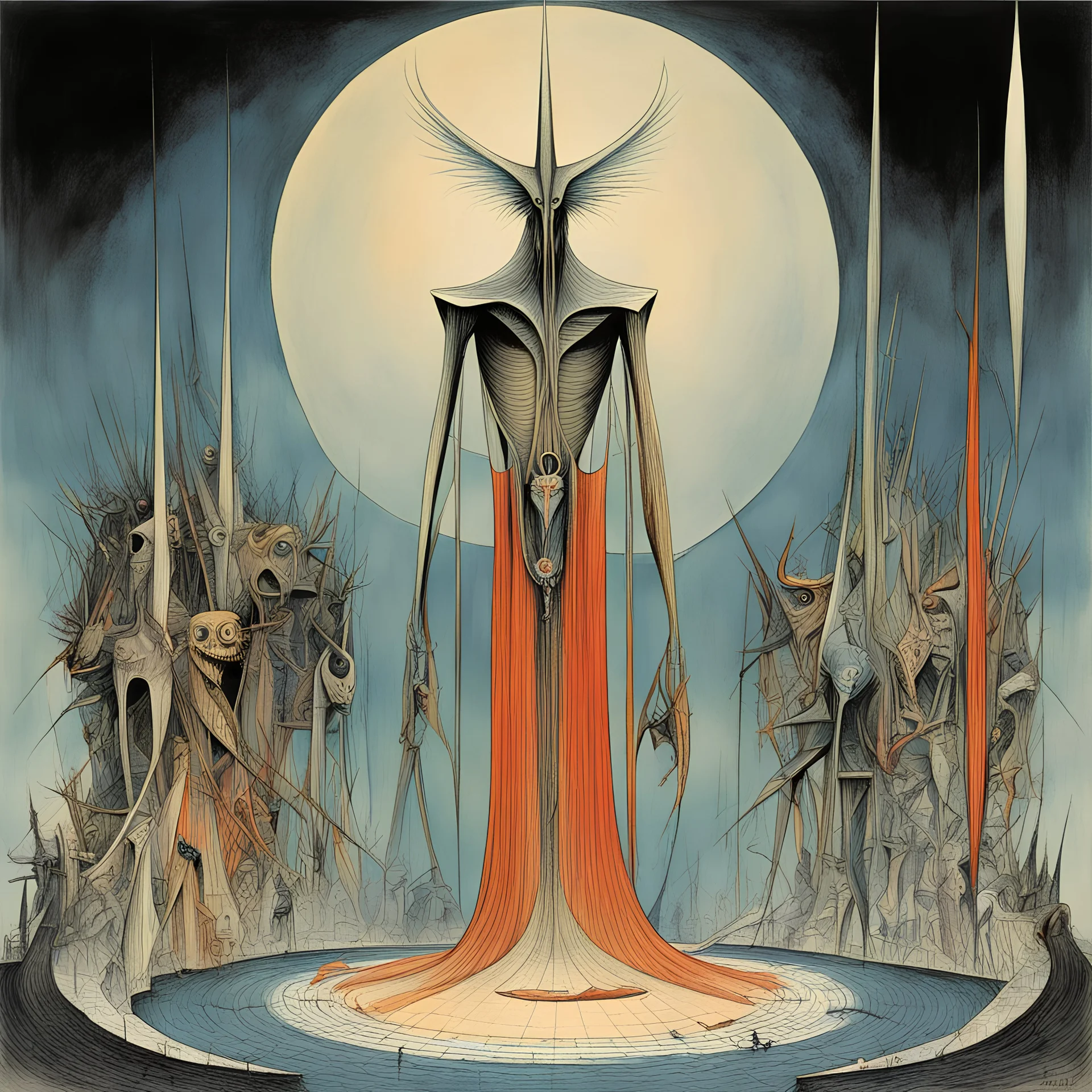 the trial and tribulation of the sin shedders, by Wilfredo Lam, by gerald Scarfe, color ink comic book illustration, infernal Venn diagram, smooth, expansive, surreal, rich colors, additional textures by Zdzislaw Beksinski