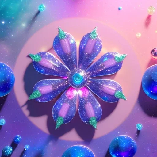  glitter and cristal flower pink and blue in a galactic ambiance, delicate colors in the foreground, full of details, smooth, light effect，vaporwave colorful, smooth, extremely sharp detail, finely tuned detail, ultra high definition, 8 k, unreal engine 5, ultra sharp focus