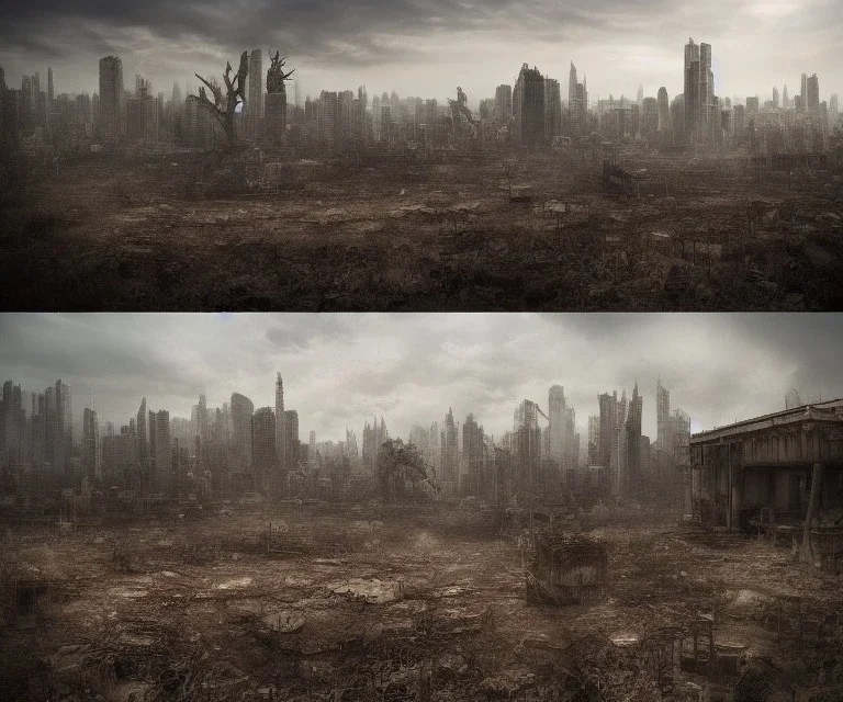 Epic photo of post apocalyptic world, photorealistic