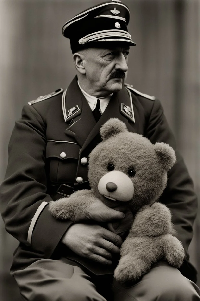 Adolf Hitler cuddling teddy