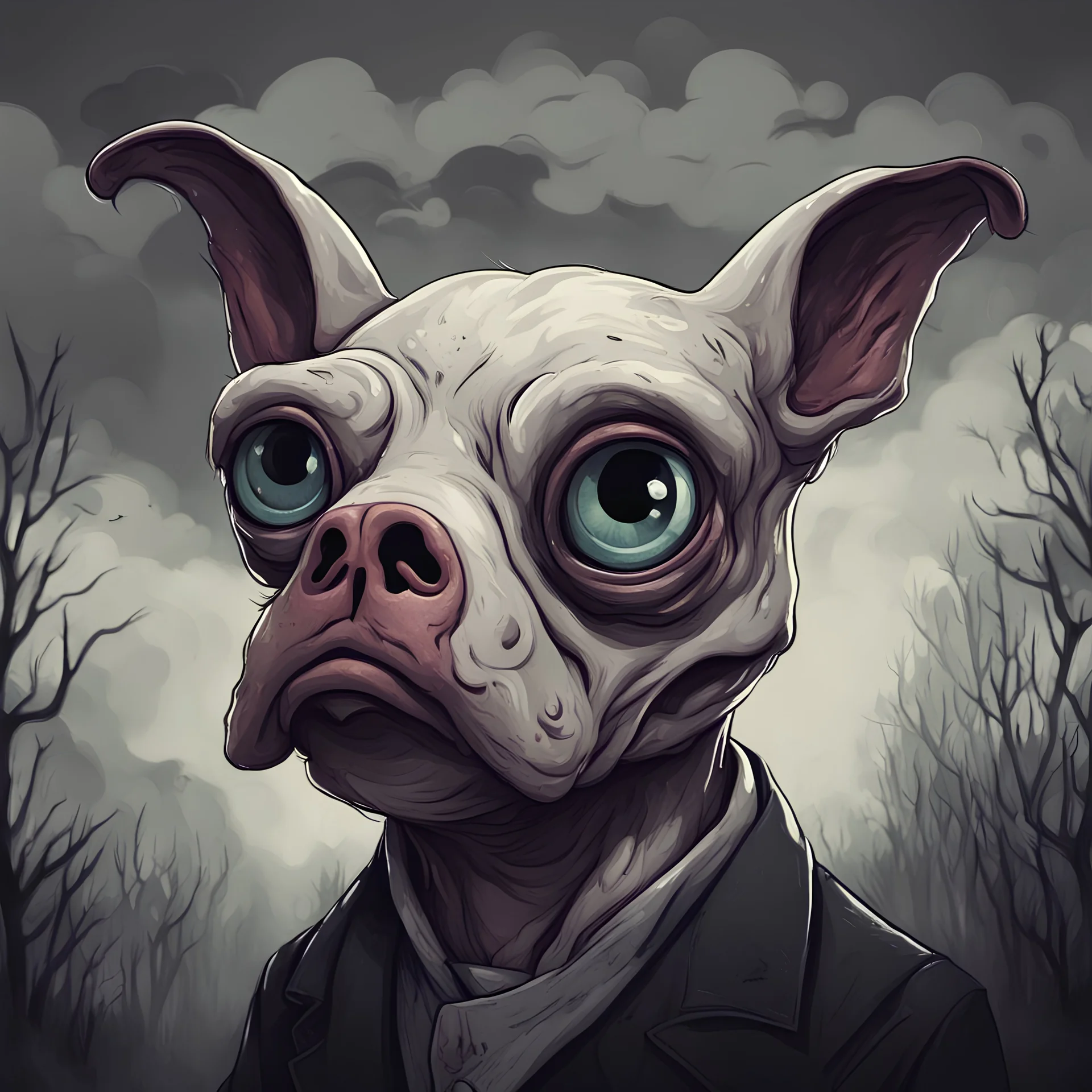 Hambone with eyes in gloomy art style