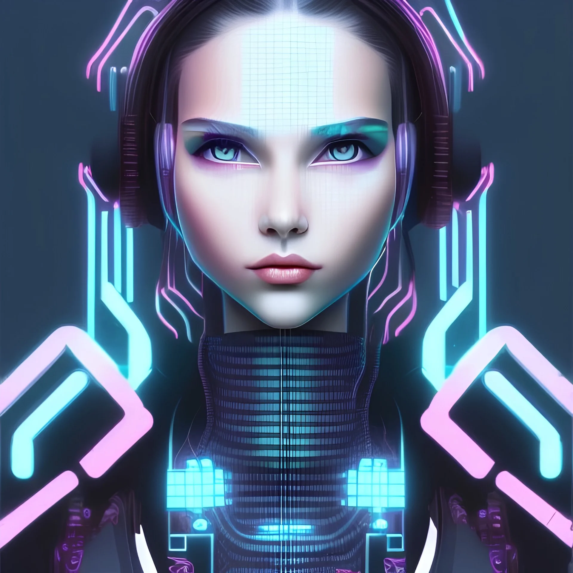 Cyberpunk hacker teen girl