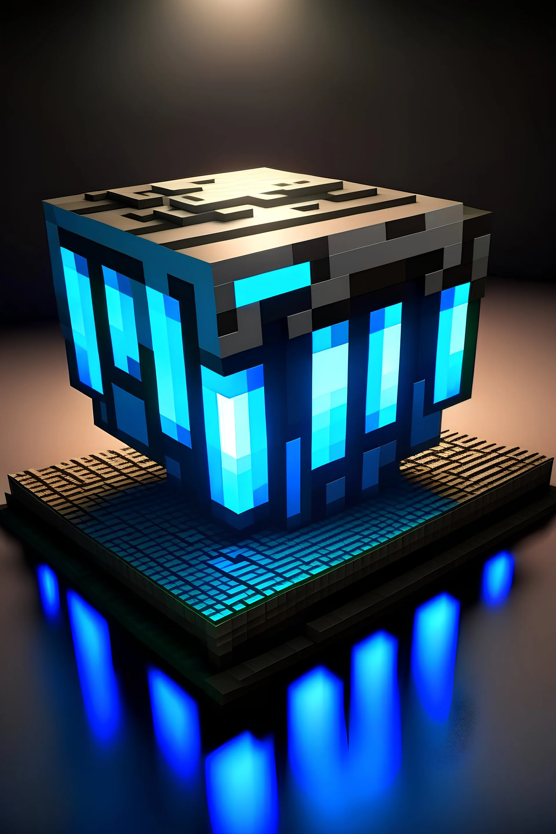 hyper realistic futuristic Minecraft logo