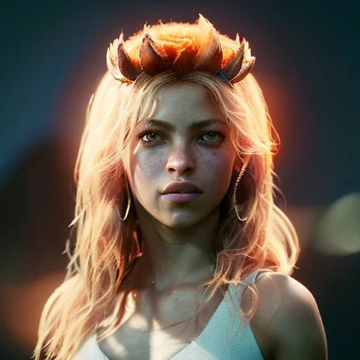 Shakira, artist, Realistic image, waist up portrait. perfect eyes, glow, circle iris. concept art, smooth, unreal engine 5, god lights, ray tracing, RTX, lumen lighting, ultra detail, volumetric lighting, 3d, finely drawn, high definition, 4k.