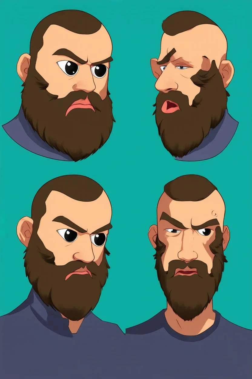 The claim focuses on maintaining a consistent character design across various angles and expressions. It emphasizes the importance of fixed facial dimensions, such as a round face with a strong jawline, medium beard, and slightly chubby cheeks, which should remain unchanged regardless of the angle. The large eyes and wide nose must keep their relative positions, and the mouth should stay the same size and shape across all expressions. The beard, characterized by its thickness around the jaw