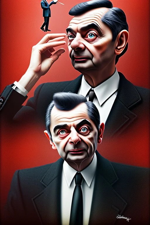 mr bean as the mafia godfather, 4k, trending art, weird perspective, realism, spray paint, chalk