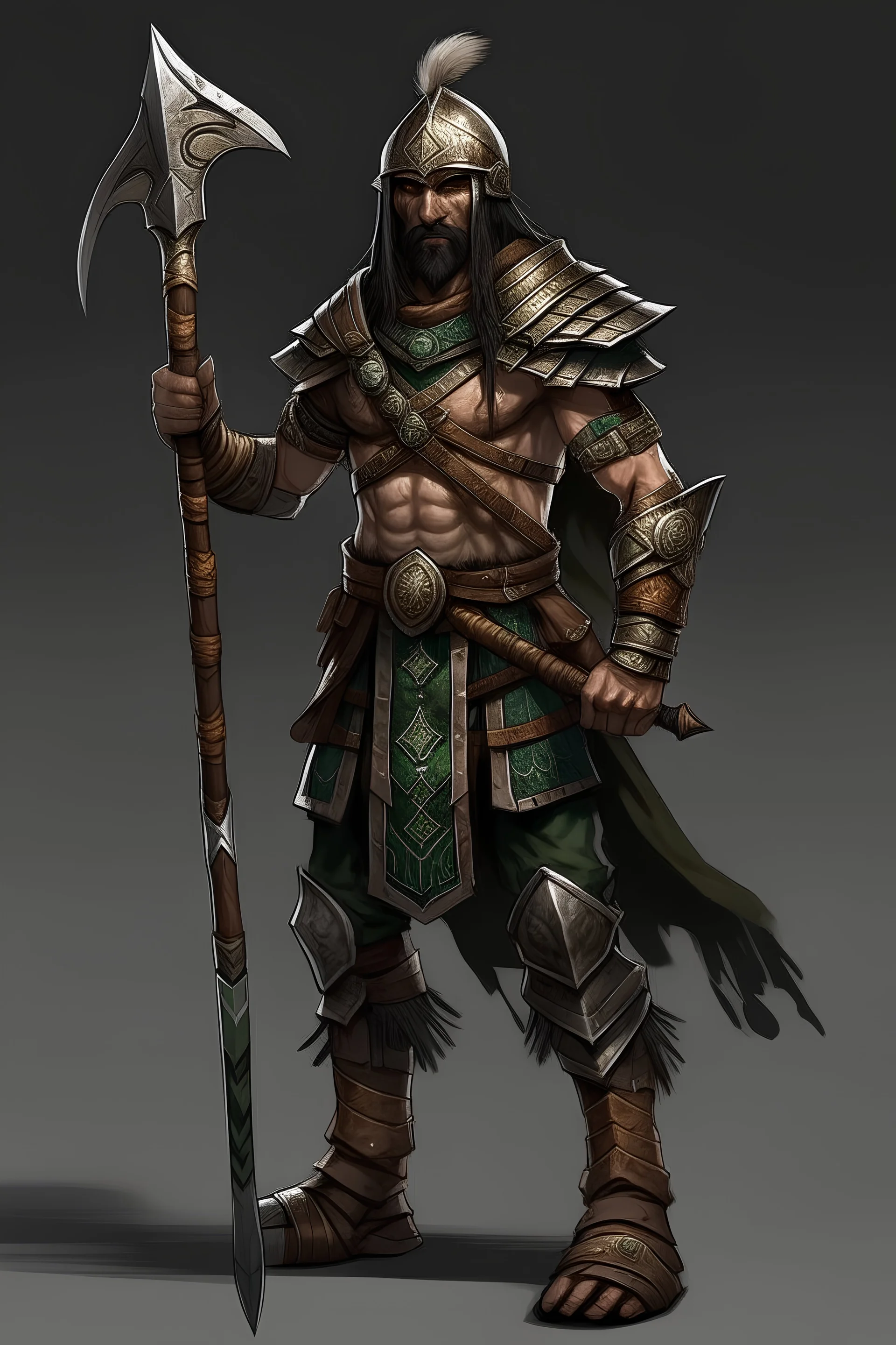 celtic spear warrior no helmet