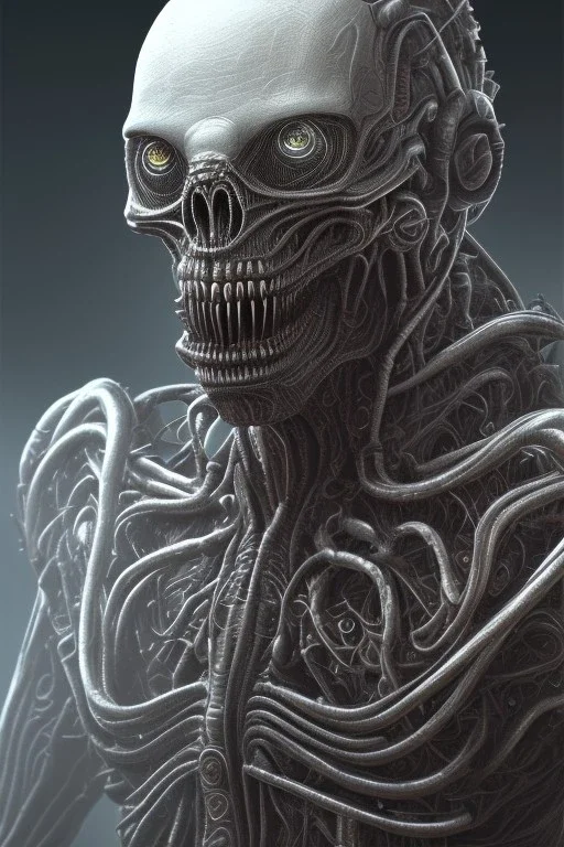 evil berserker, alien, tron, bitcoin eyes, 8k, finely detailed, photo realistic, gothic, hr giger