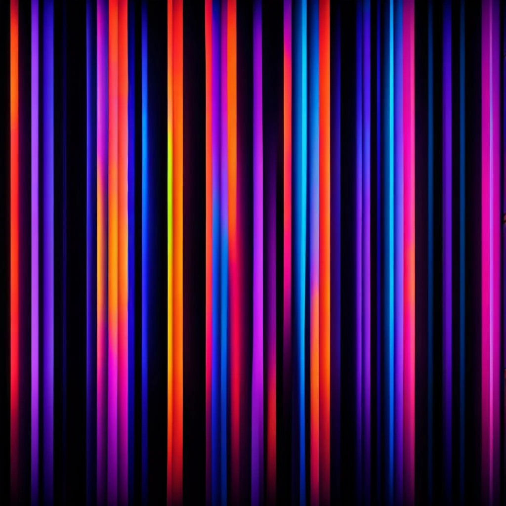 Red Orange Blue Purple Thick Gradient Vertical Neon Strips With Black Background.