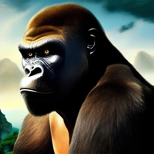 ultra detailed fullbody Drawing of King Kong , extremely detailed digital painting, intrincate, extremely detailed face,crystal clear Big eyes, in the style of Caravaggio, mystical colors , perfectly centered image, perfect composition, rim light, beautiful lighting, 8k, stunning scene, raytracing