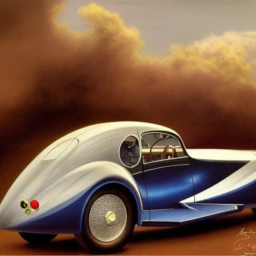 hyperrealism Drawing of '1936 Bugatti Type 57SC Atlantic' three quarter frontal view, by gaston bussiere, greg rutkowski, yoji shinkawa, yoshitaka amano, tsutomu nihei, donato giancola, tim hildebrandt,oil on canvas, cinematic composition,Sharp detail,extreme detail,fit full head inside picture,16k