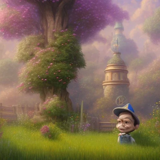 pixar style, volumetric summer garden environment and background, realistic painting of a cute midget abraham lincoln with stovepipe hat, looking excited, volumetric lighting, dramatic lighting, detailed digital painting, anime, ornate, colour-washed colors, elegant, small minutiae, tiny features, particulars, centered, smooth, sharp focus, renderman gofur render, 8k, uhd, detailed eyes