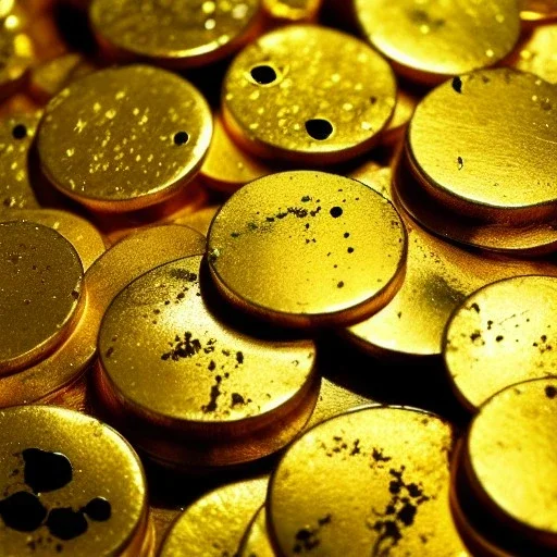 massive number of gold coins blood splatter