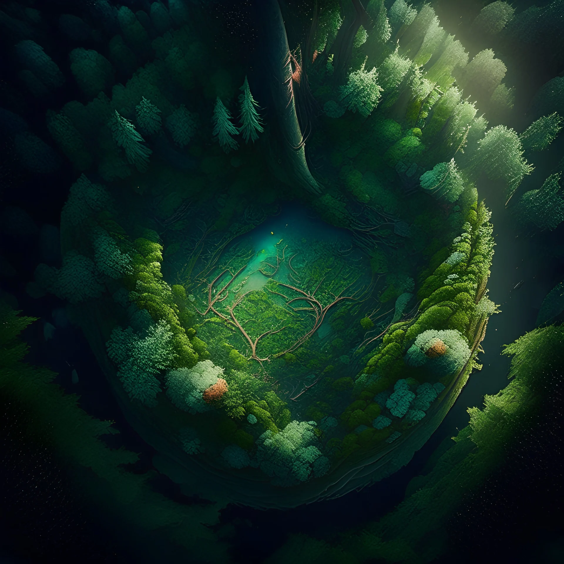 fantasy forest from above