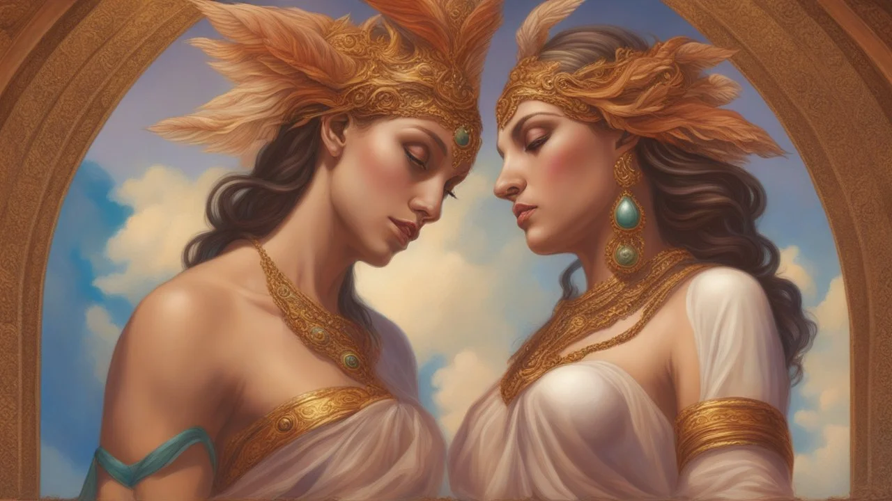 The beautiful goddess of love. concept art, mid shot, intricately detailed, color depth, dramatic, 2/3 face angle, side light, colorful background. Painted by Julie Bell