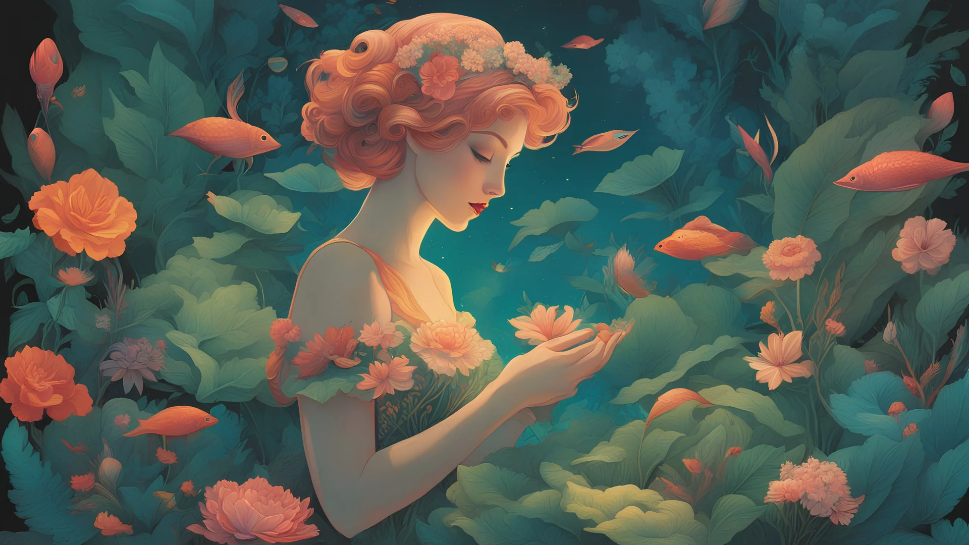 paper craft style plants and flowers, fairy tale, ernst haeckel maria sibylla merian. tristan eaton, victo ngai, artgerm, rhads, ross draws, Kaethe Butcher, Hajime Sorayama, Greg Tocchini, Virgil Finlay, sci-fi, colors, neon lights. digital painting, pixiv, by Ilya Kuvshinov, neon lights, 3D, perspective