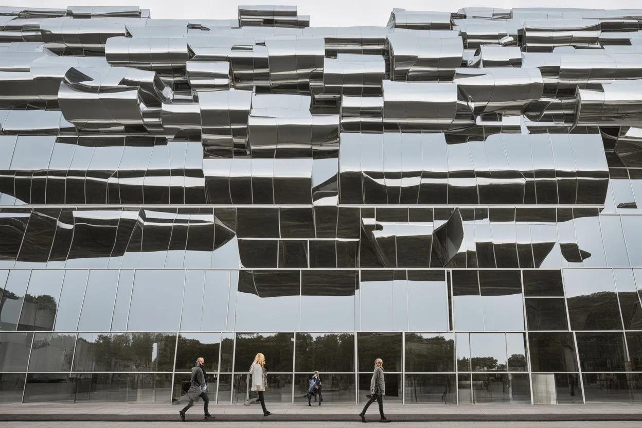 The museum's exterior facade is made of modern mirrors