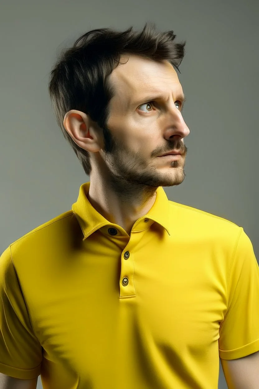 man with yellow shirt