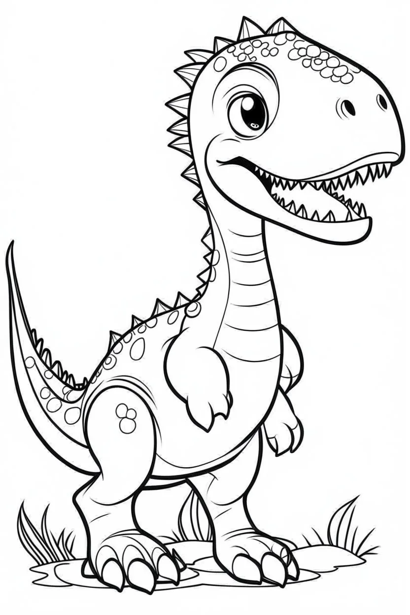 outline art for cute coloring page with dinosaur, white background, full body, only use outline, clean line art, white background, no shadows and clear and well outlined