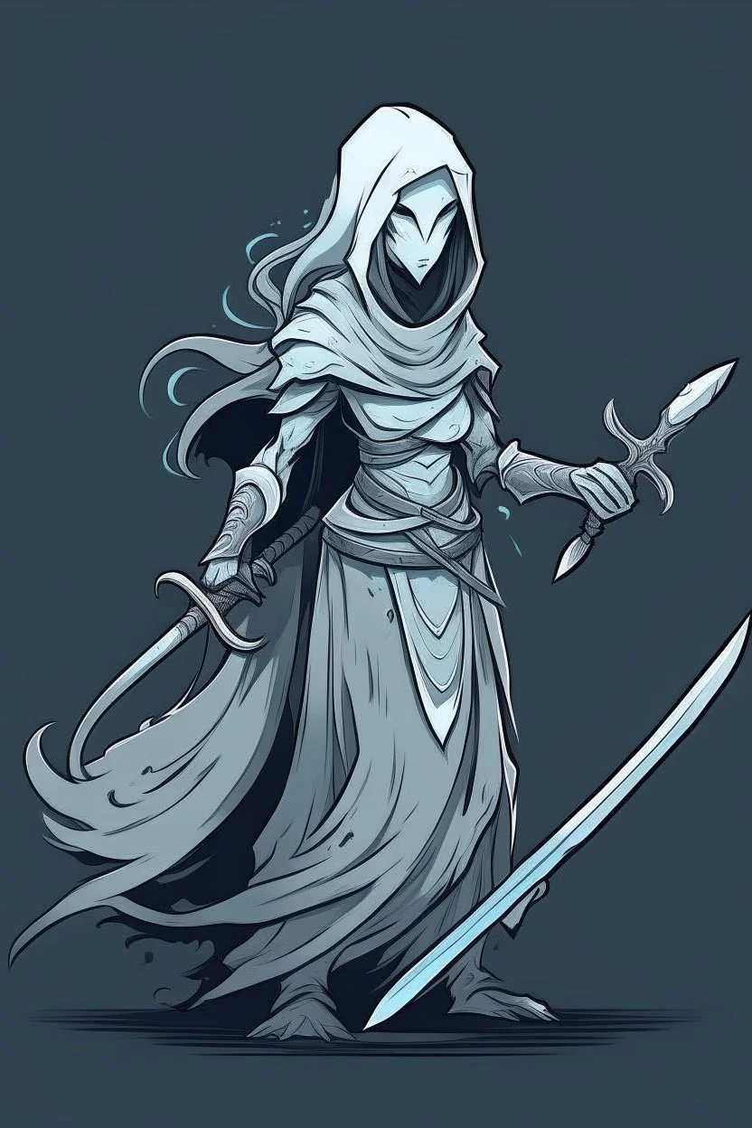 female ghost wielding a sword