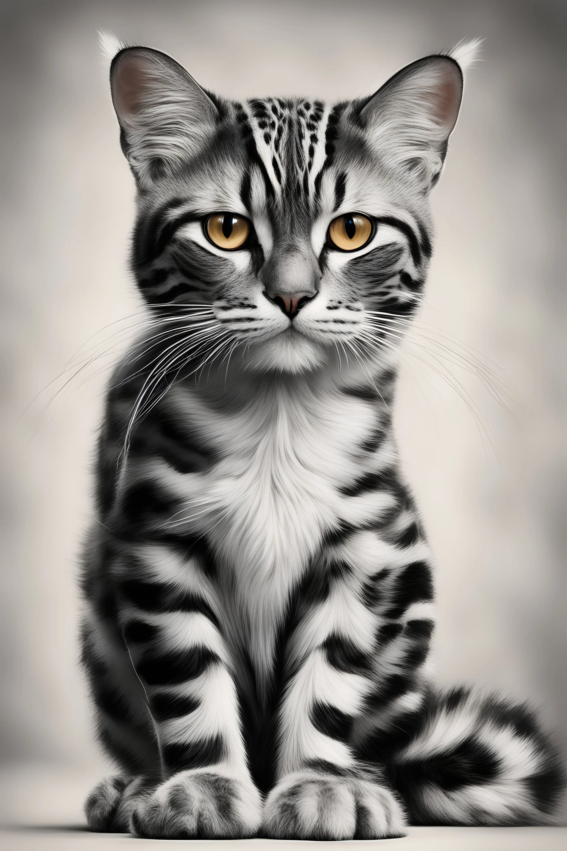 giant epic art black and white striped leopard cat