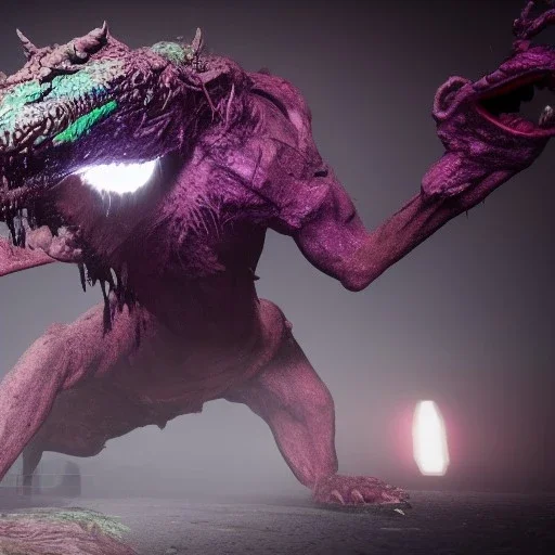 epic horrific wasted monster like creature in night with black shade, 8k resolution, ultra hyperdetailed, Unreal Engine 5, ultra colourful, very small details, realistic