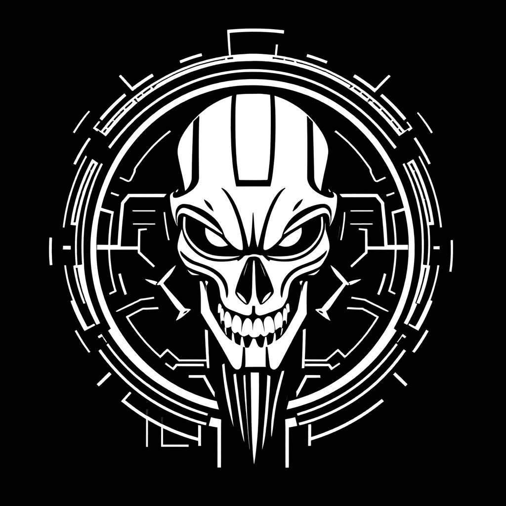 Cyberpunk company logo, cyberpunk, black and white
