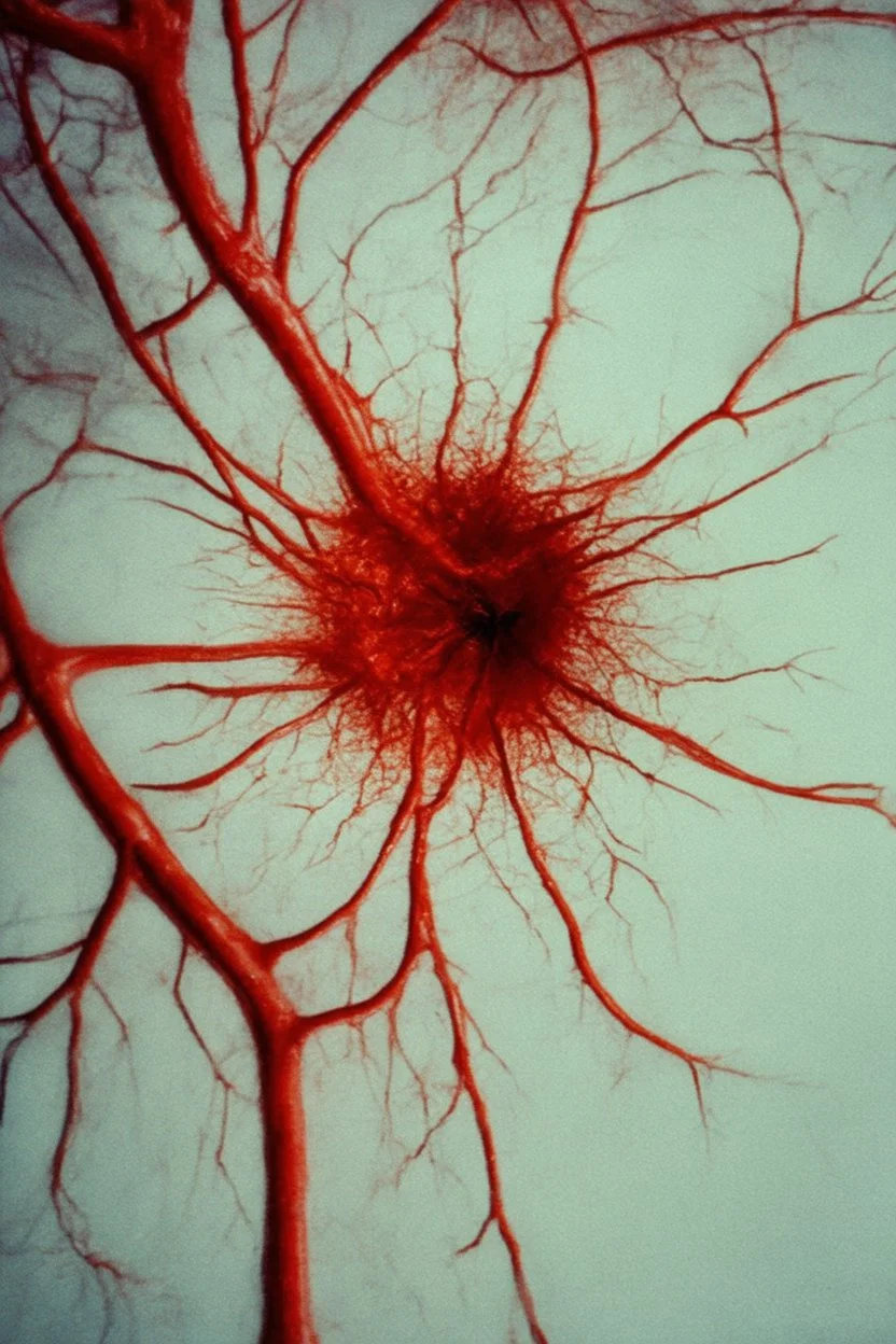 a blurry, distressing, haunting image of a blood vessel rupturing