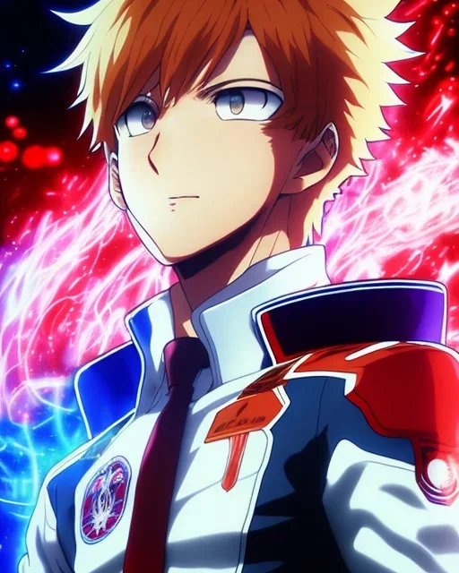 Detailed anime portrait of shoto from my hero academia, red and white hair split down the middle, blue suit, intricate details, full body portrait, keep head in frame, slight smile, black Japanese motif, concept art, highly detailed, digital painting, concept art, sharp focus, illustration, art by Yoji Shinkawa, WLOP and greg rutkowski and alphonse mucha and artgerm and yanjun Chen and Junji ito and Makoto Shinkai, HDR, octane render