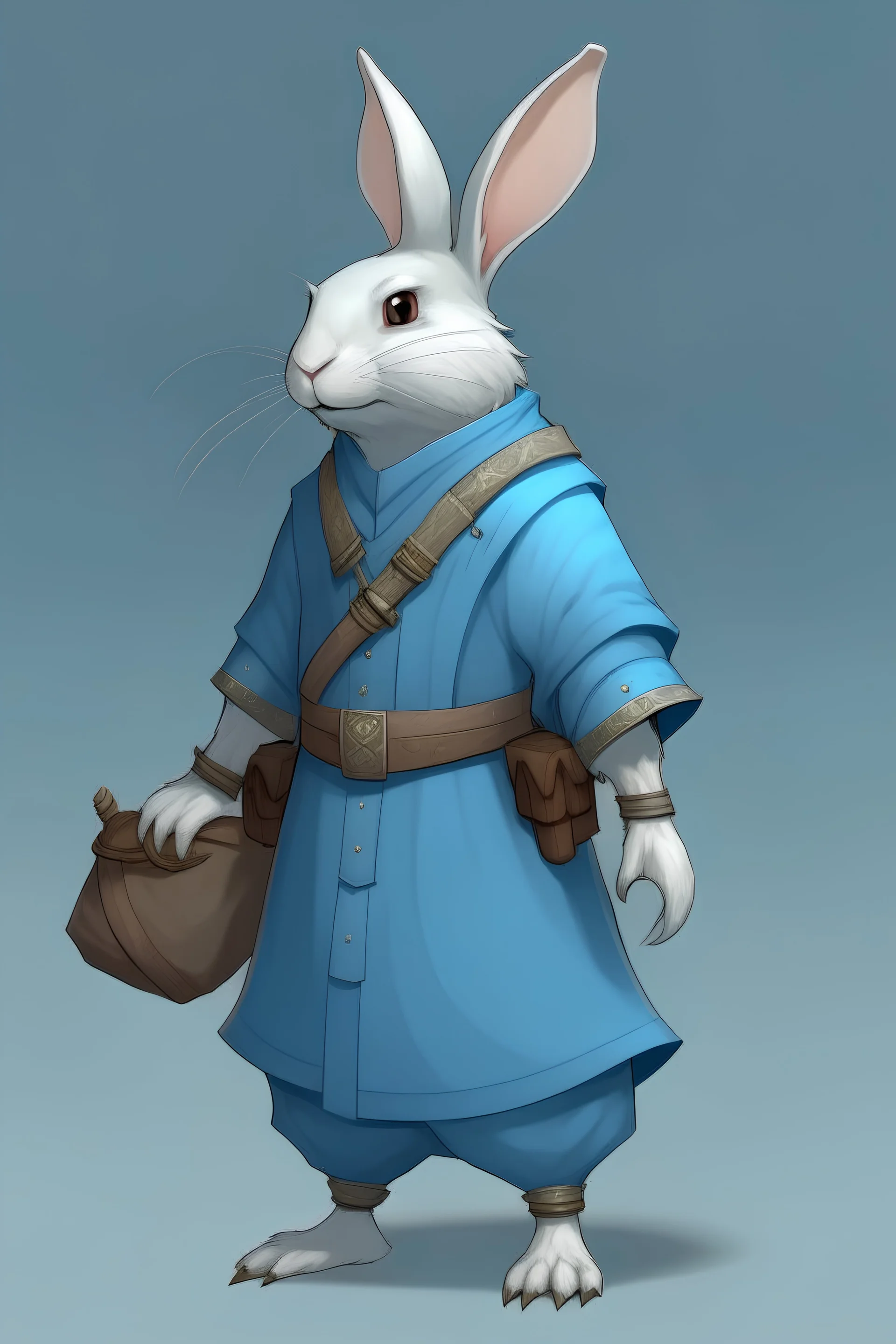 humanoid field rabbit monk dnd in light blue