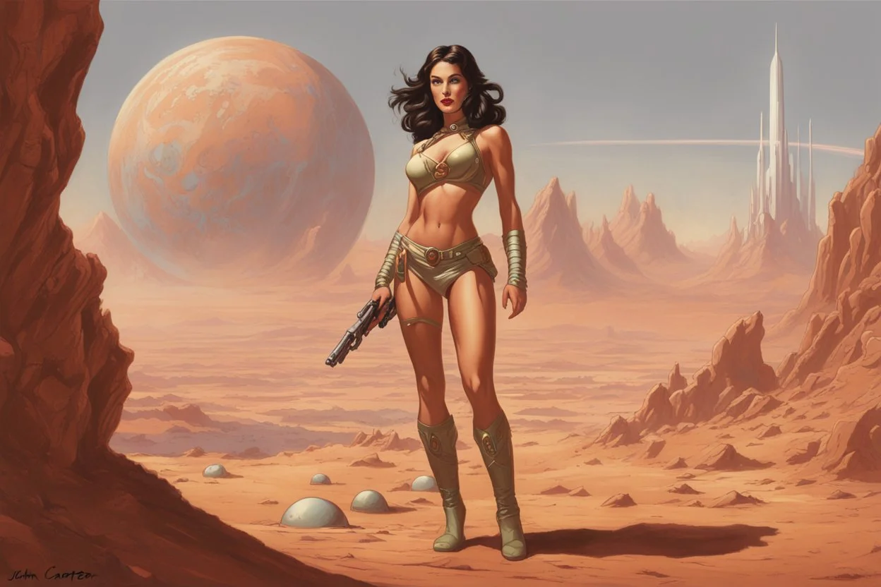 Sci-fi pin-up girl on an alien planet, John Carter of Mars