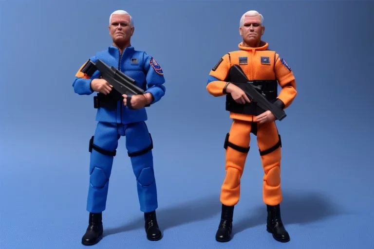  Mike pence g.i. joe toy With a gun space force Blue cloth uniform action figure, fluorescent orange, whole body